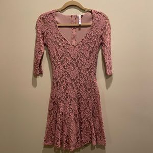 Three Hearts Rose Lace Short Dress